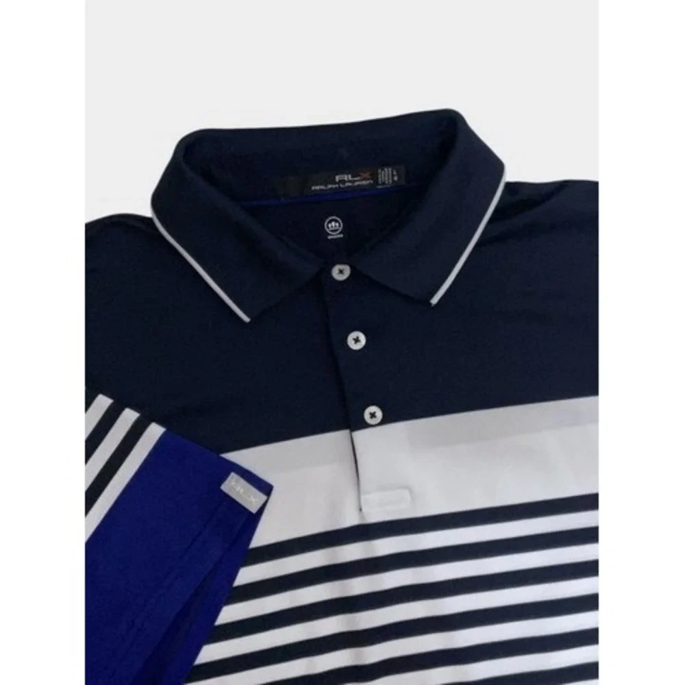 RLX Ralph Lauren Moisture Wicking Striped Short Slv. Golf Polo Shirt Men L China